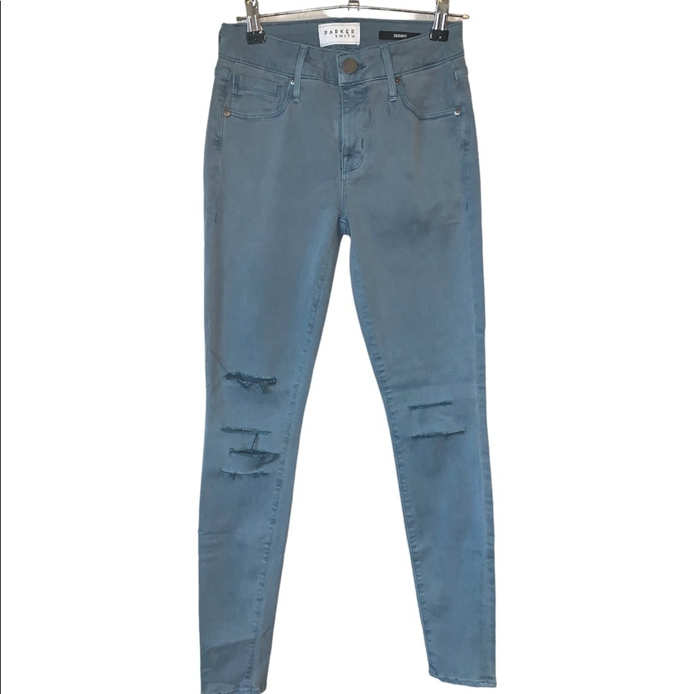 Parker Smith Blue Distressed Skinny Jeans Size 24